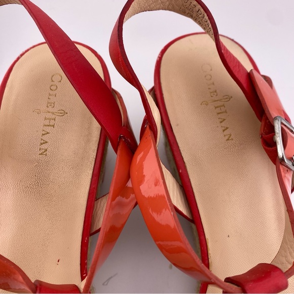 Cole Haan Elisabeth Wedge Nike Air Red Leather Sandals - Picture 7 of 15